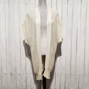 NEW Time Tru L XL Cardigan Kimono Cream Gold Shimmer Boho Cottage Coastal Resort